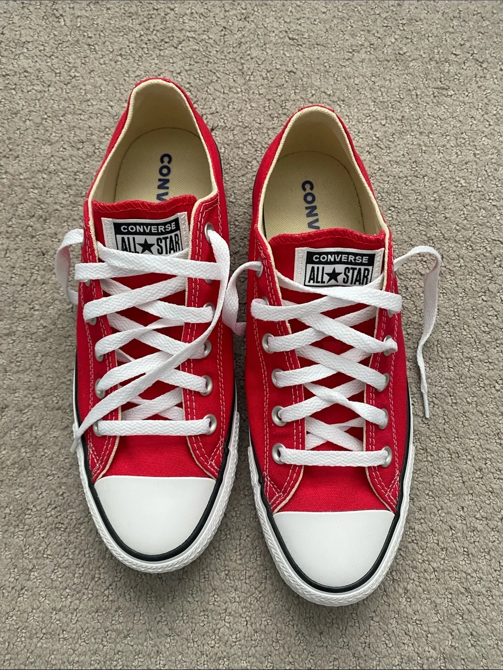 Converse Red Low-Top Canvas Sneakers with White Laces